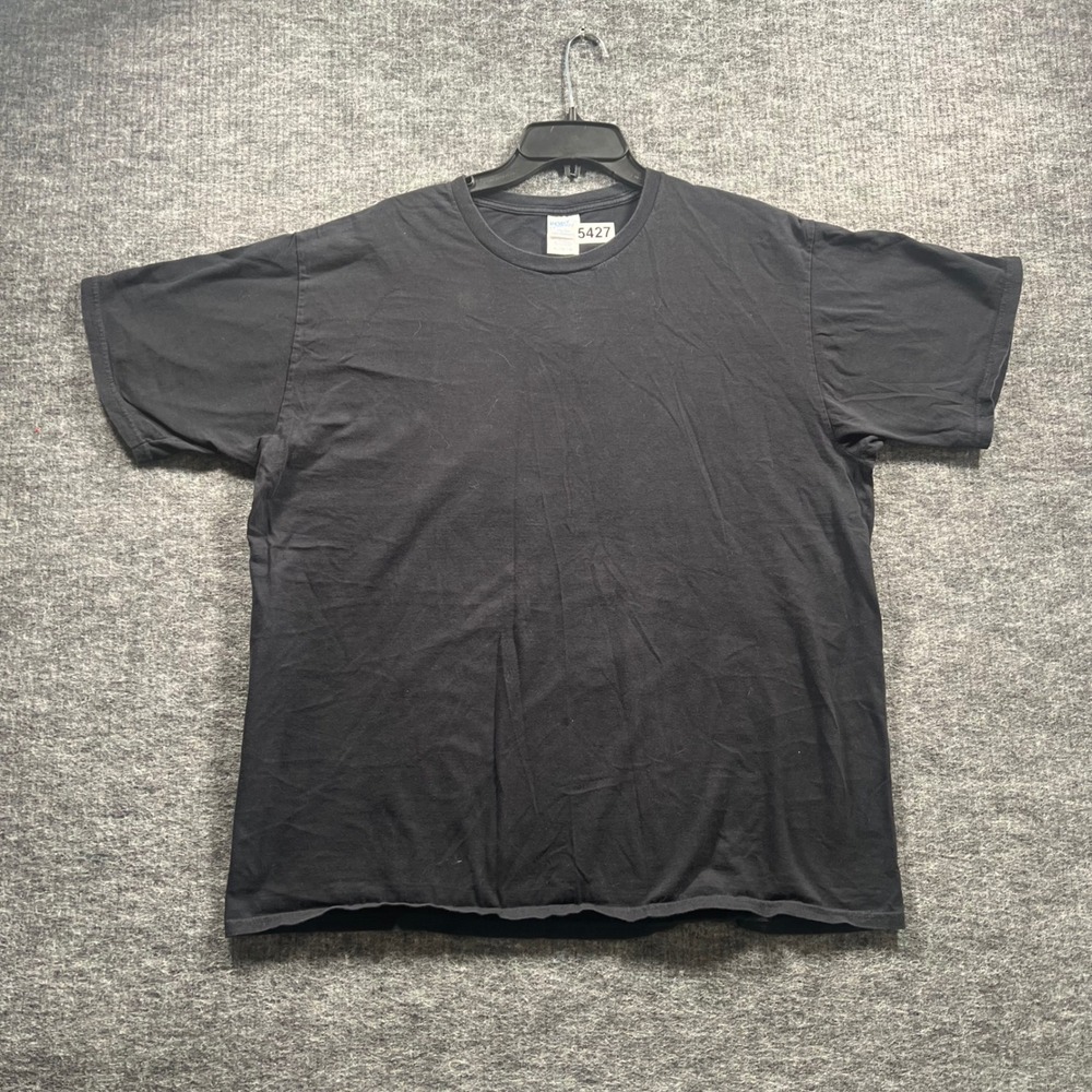 Port & Company Mens XL Black Graphic Tee Dogs Guns Maybe 3 People T-Shirt